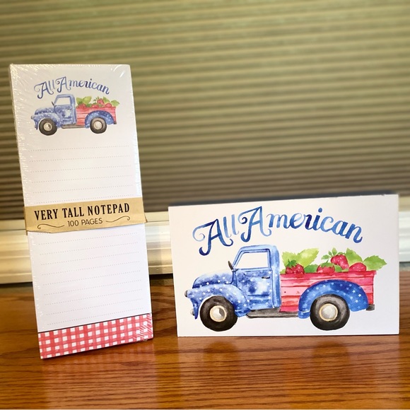 Patriotic Farmhouse Strawberry Truck Sign & Patriotic Strawberry Truck Notepad - Picture 2 of 16